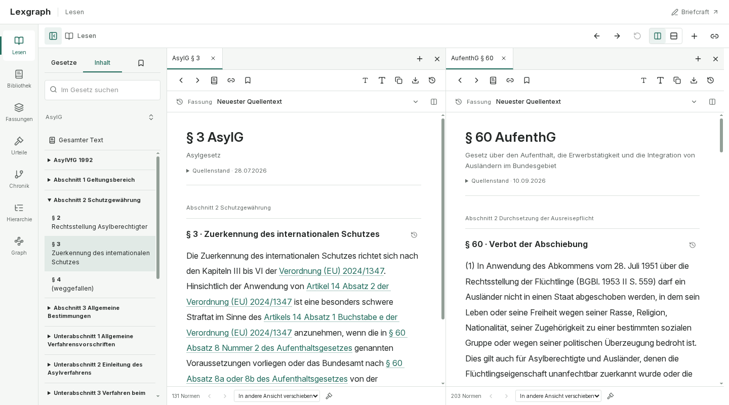 Lexgraph: AsylG section 3 with legal references